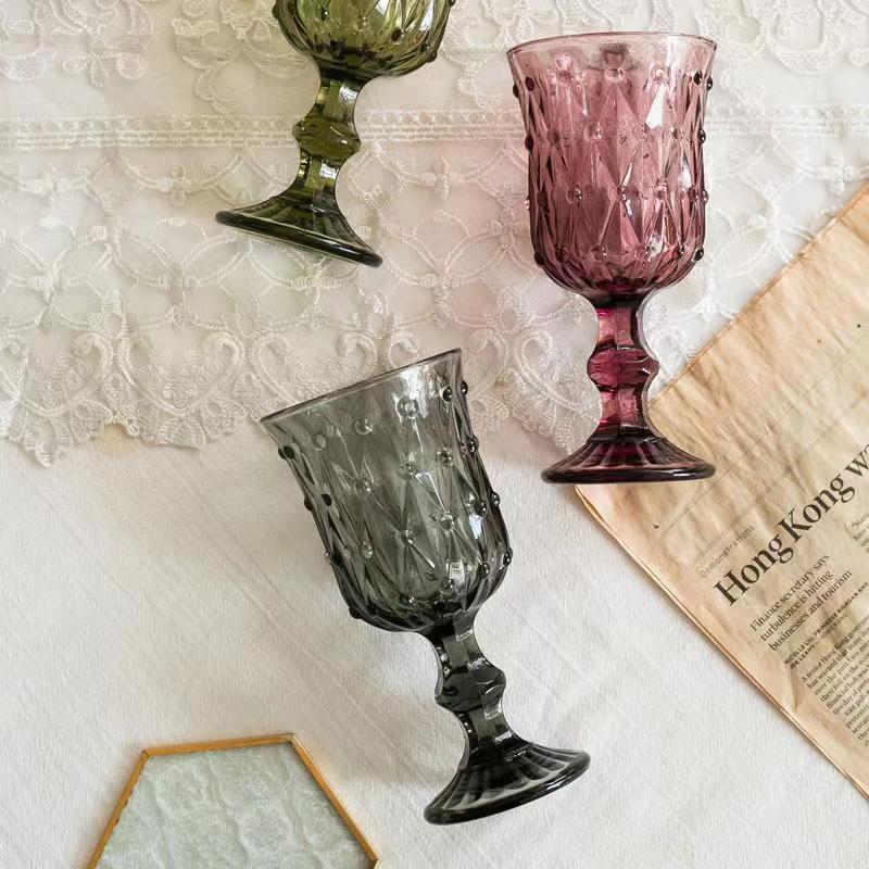 European Style Embossed Colorful Bubble Decorative Wine Glass