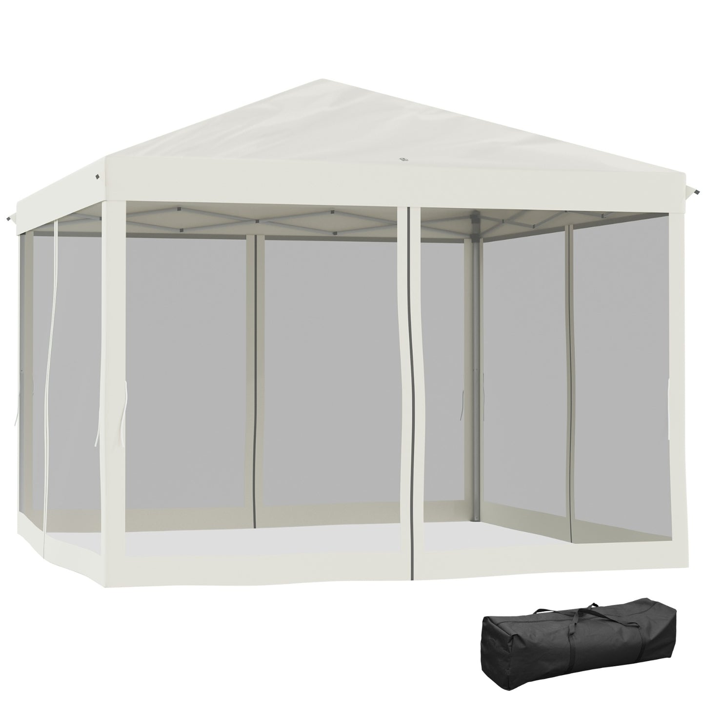 Outsunny 10' X 10' Pop Up Canopy Tent With Netting, Instant Gazebo, Ez Up Screen House Room With Car