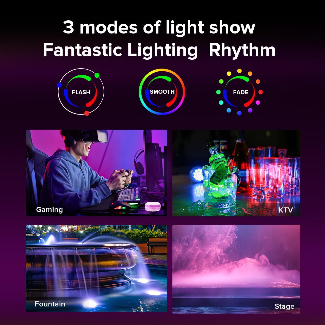 SANSI IP68 Waterproof RGB Pool Light, Summer Rechargeable 20Hrs Outdoor LED Lamp For Swimming Pool,Pond,Shower,Bath