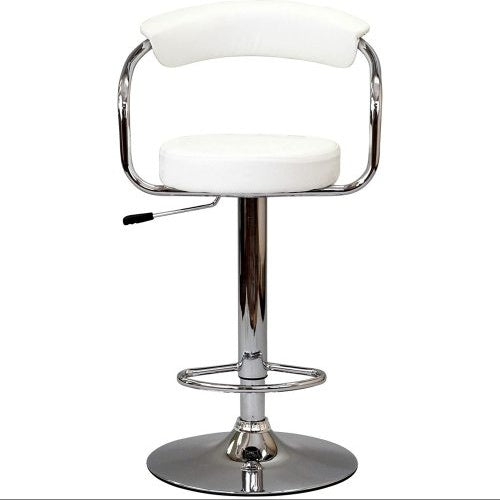 Contemporary Style White Color Bar Stool Counter Height Chairs Set Of 2 Adjustable Swivel Kitchen Island Stools