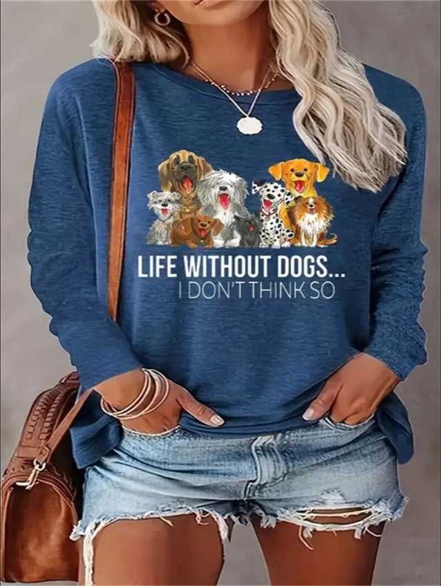 Women's Printed Long Sleeve Hoodless Sweatshirt