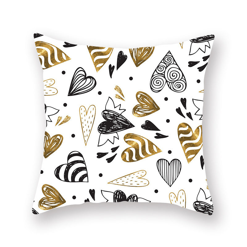 Golden Valentine's Day Peach Skin Pillowcase