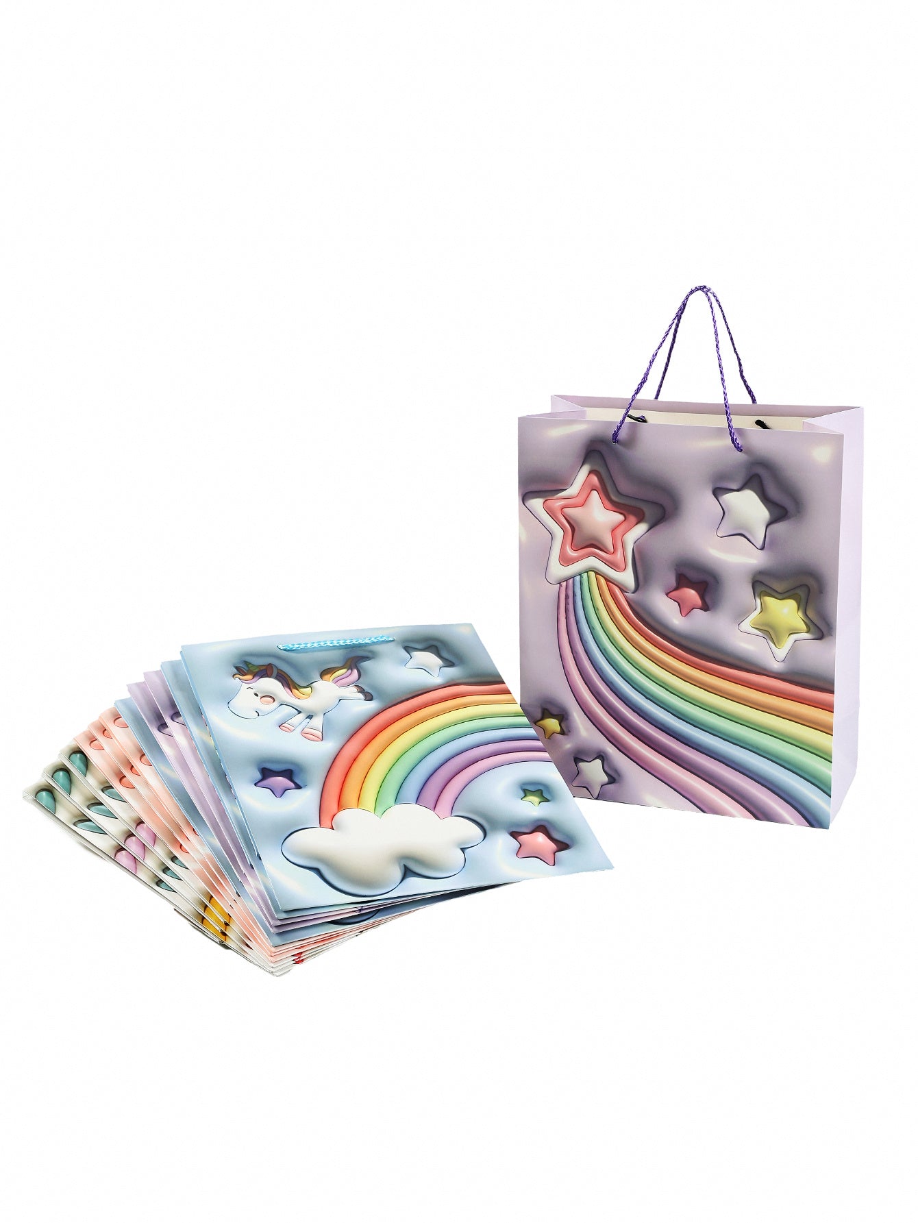 12-piece Exquisite Gift Bag, Cartoon Pattern Design, Suitable For Birthday Parties, Gift Packaging, Valentine's Day, Baby Shower And Other Occasions, Reusable