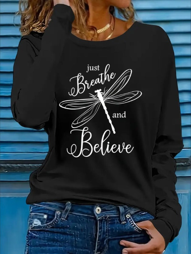 Women's Printed Hoodless Long Sleeve Sweatshirt