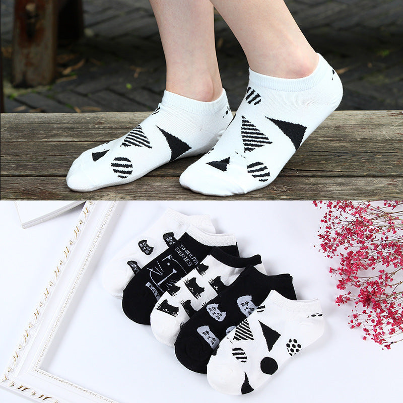 Short Cartoon Cat Head Spring And Summer Sweet Cotton Socks
