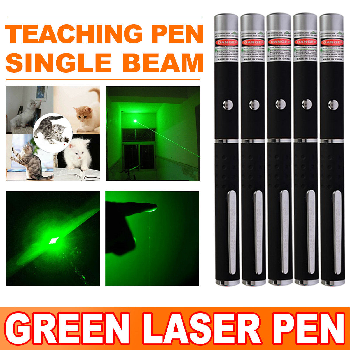 Pet Toy Green Laser Pointer Pen Light Single Beam High Power Lazer Flashlight 900Miles 1mW 532nm Torch
