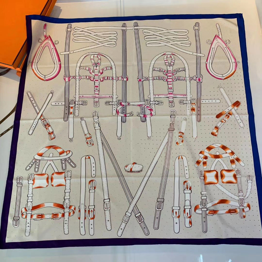 Handmade Hemming Twill Silk Printed Shawl