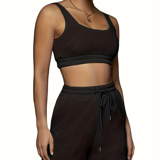 Women's Solid Color Casual Fashion Camisole Vest Shorts Set