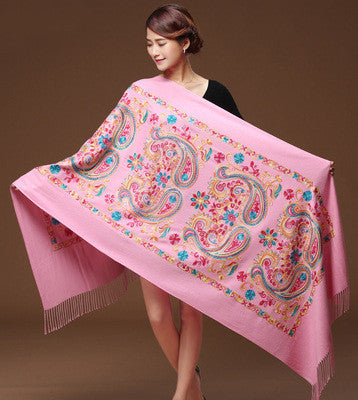Embroidered Cotton And Linen Scarf Travel Sunscreen Ethnic Style Silk Scarf