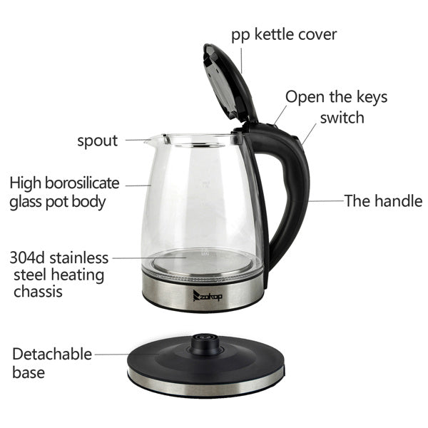 American Standard Electric Kettle 120V, 1200W With Filter Screen And Inner Steel Cover