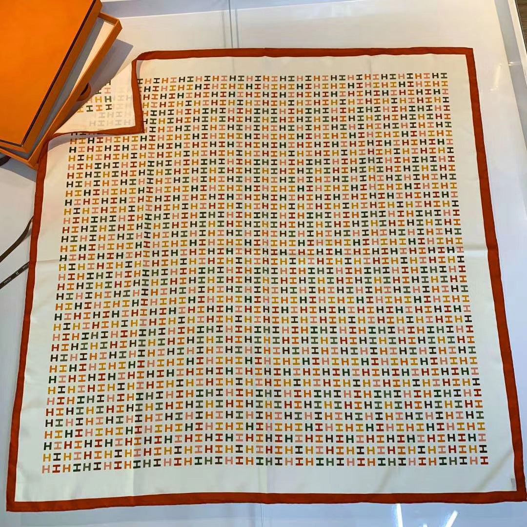 Handmade Hemming Twill Silk Printed Shawl