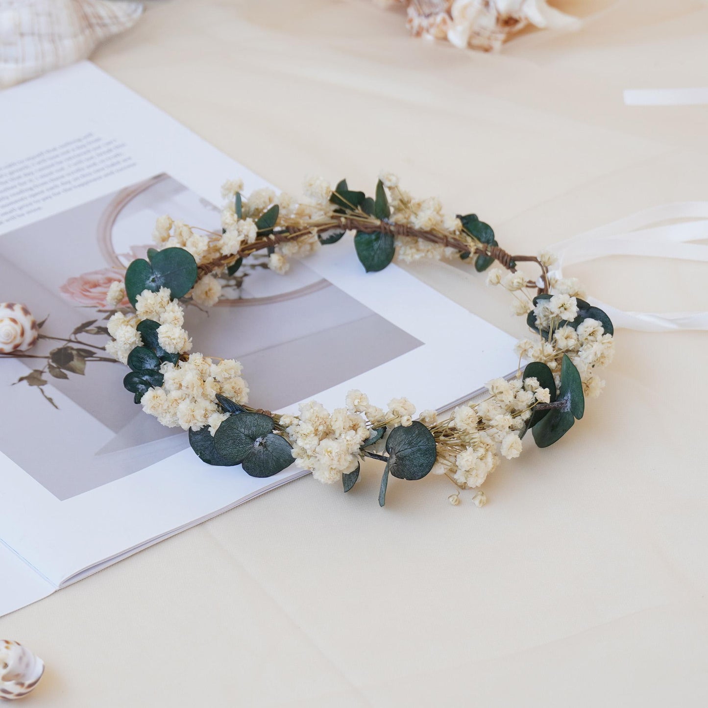 Gypsophila Crown, Dried Flower Crown, Bridal Wedding, Daily Party, Birthday Suitable Crown