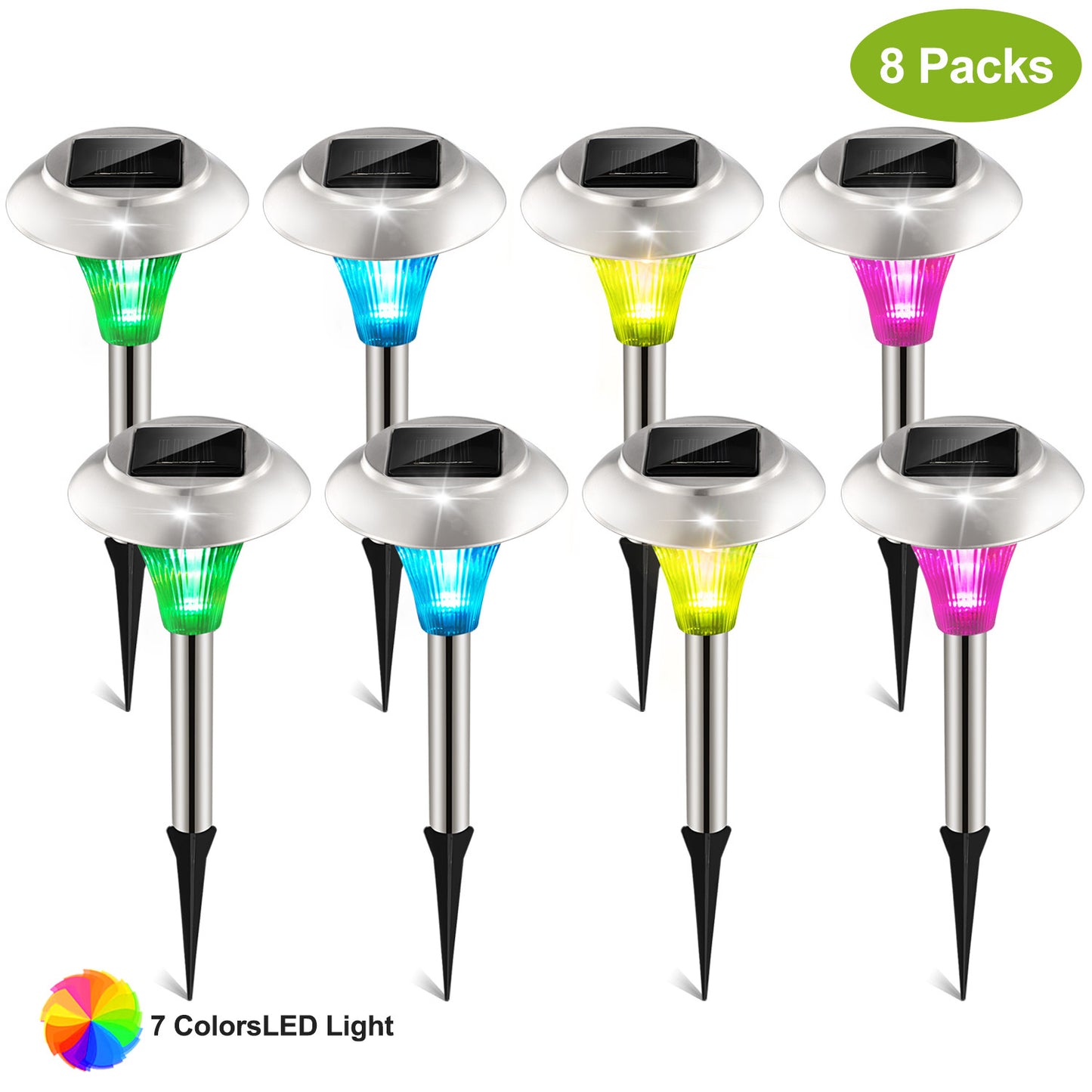12Pcs 8Pcs 4Pcs Solar Garden Lights IP44 Waterproof 7 Color Changing For Yard Driveway Walkway