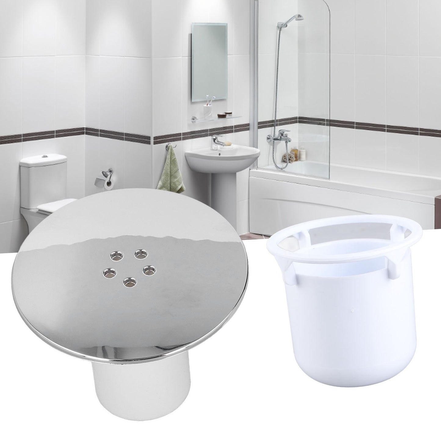 Shower Drain Cover Tray Waste Trap Plug Hole Cover Replacement Chromate Treatment Fast Flow