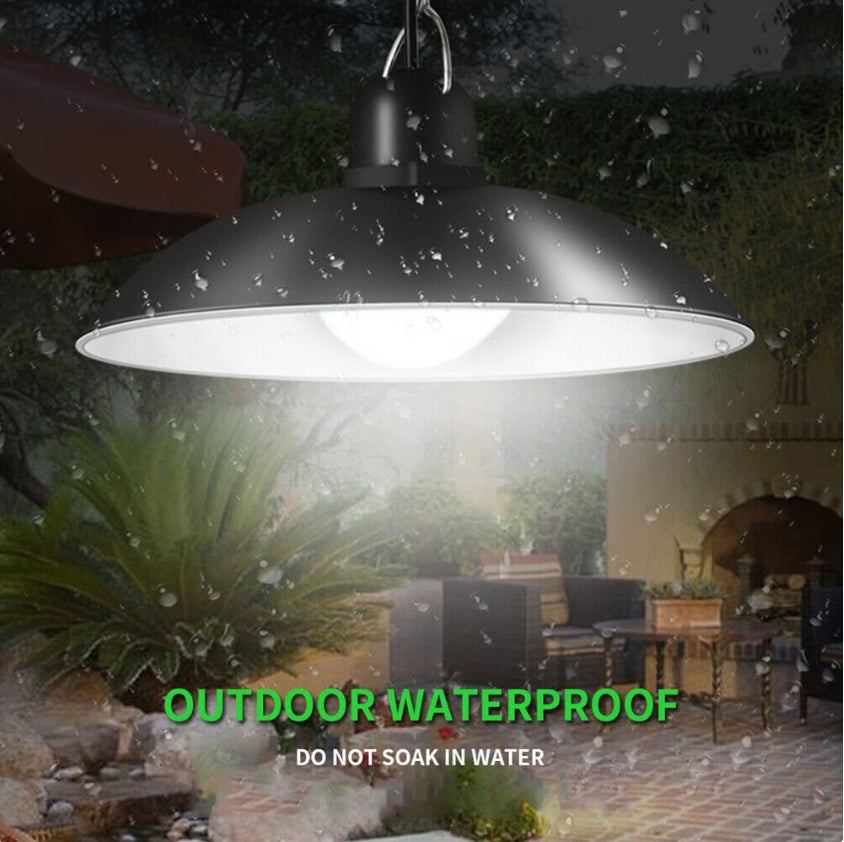 LED Solar Powered Pendant Hanging Light Lamp Outdoor Garden Yard Shed Lighting