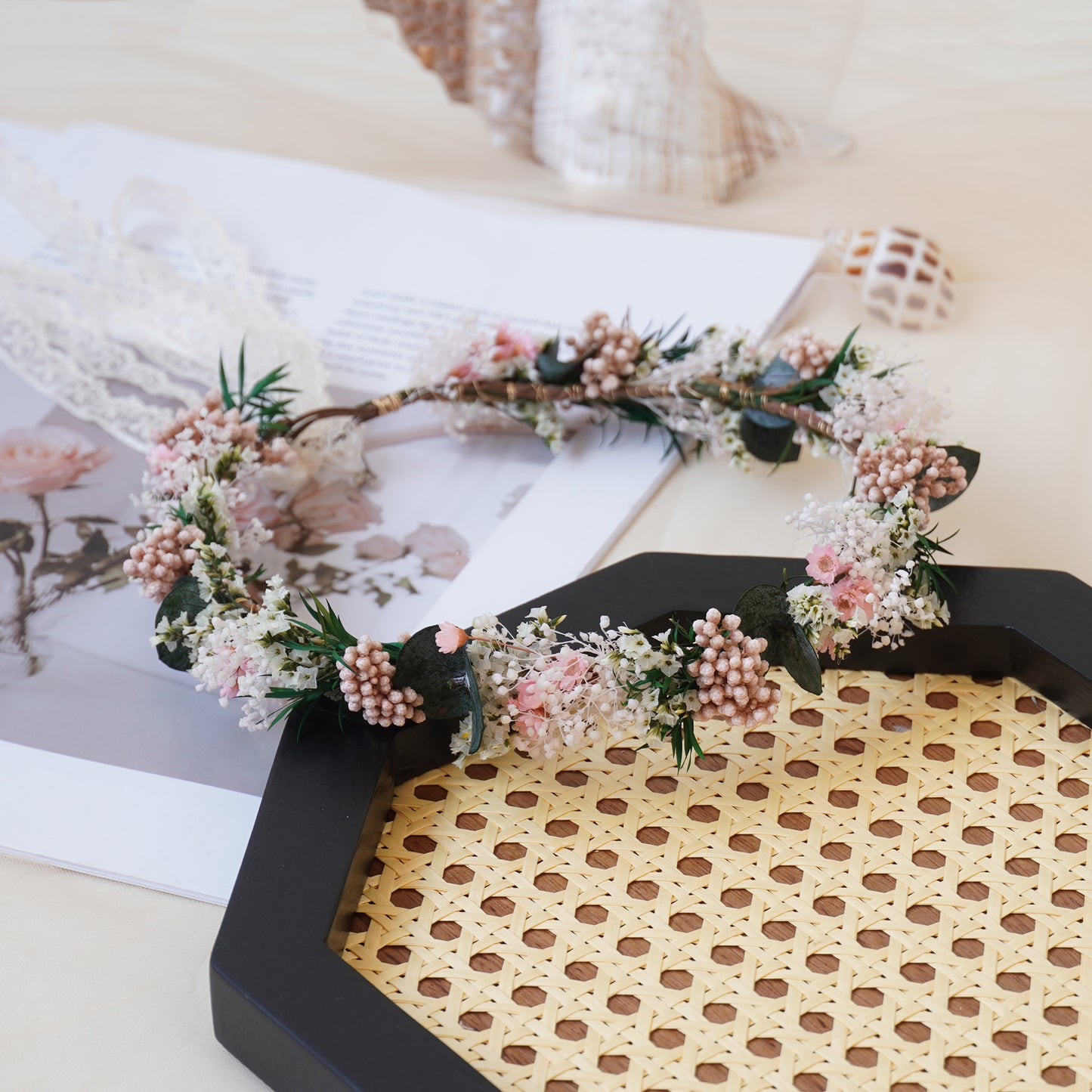 Baby Breath Crown, Dried Crown, Bride Crown, Wedding Crown, Daily Crown, Party Crown, Birthday Crown