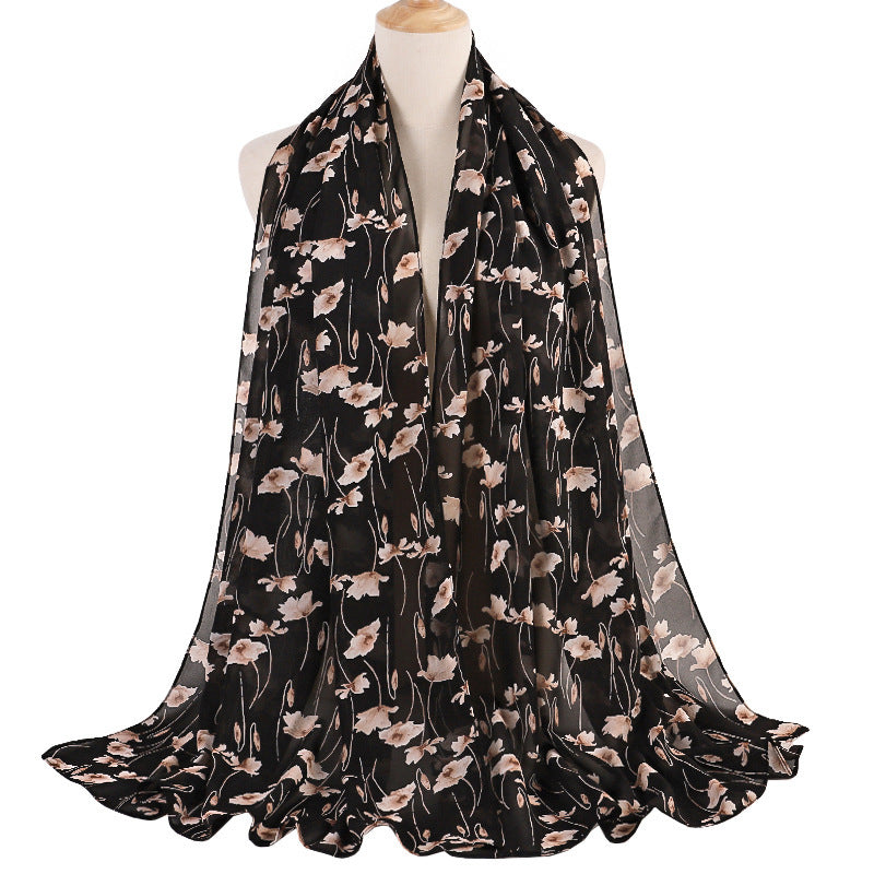 Breathable Chiffon Small Floral Long Towel