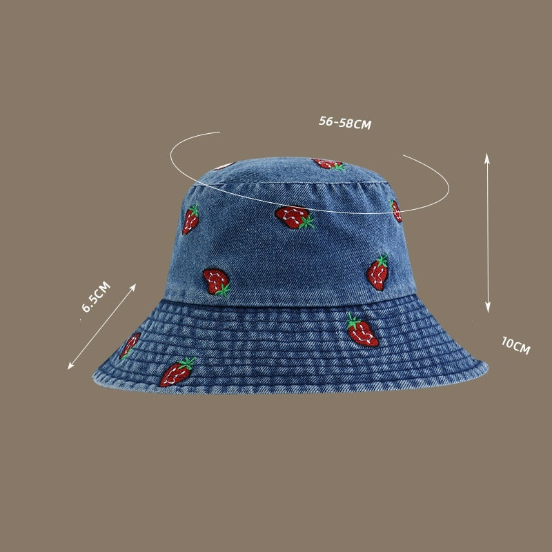 Women's Korean-style All-match Embroidered Strawberry Hat