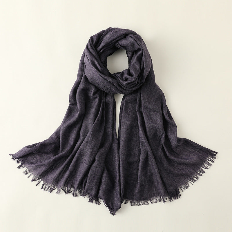 Women's Fashion Artistic Solid Color Cotton And Linen Scarf