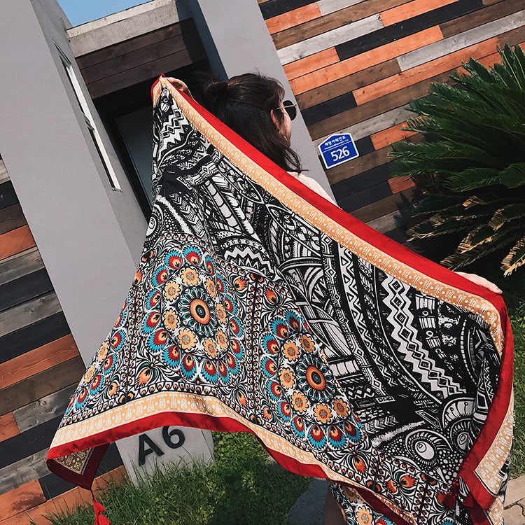 Ethnic Style Bohemian Oversized Sunscreen Beach Scarf