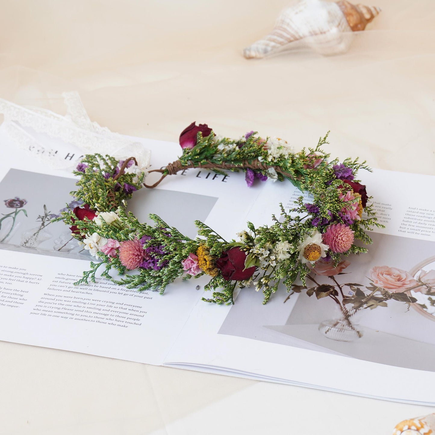 Gypsophila Crown, Dried Flower Crown, Bridal Wedding, Daily Party, Birthday Universal Crown