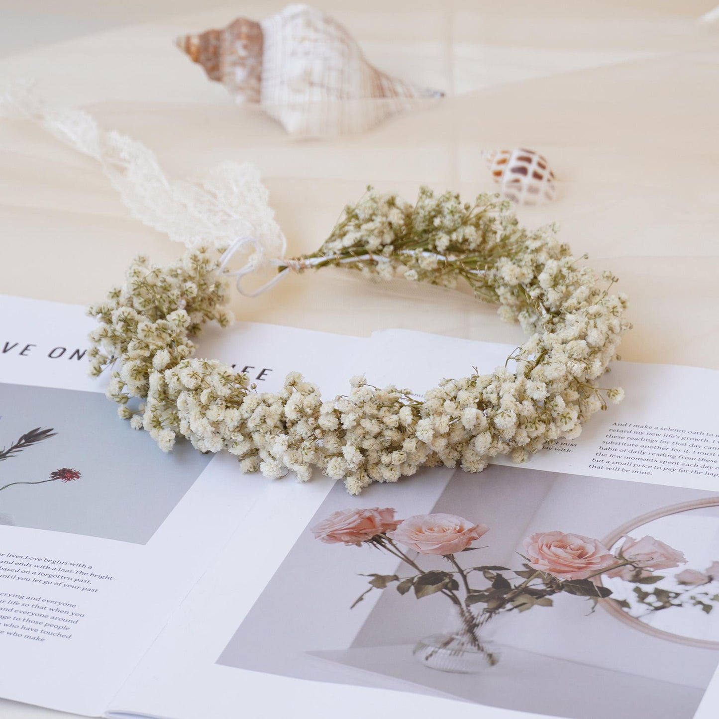 Gypsophila Crown, Dried Flower Crown, Bridal Wedding, Daily Party, Birthday Suitable Crown