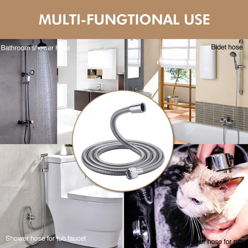 PVC Shower Hose 59 In Extra Long Smooth Handheld Shower Hose Flexible Anti-Kink Handheld Shower Head Hose With Brass Spin Inner Core White