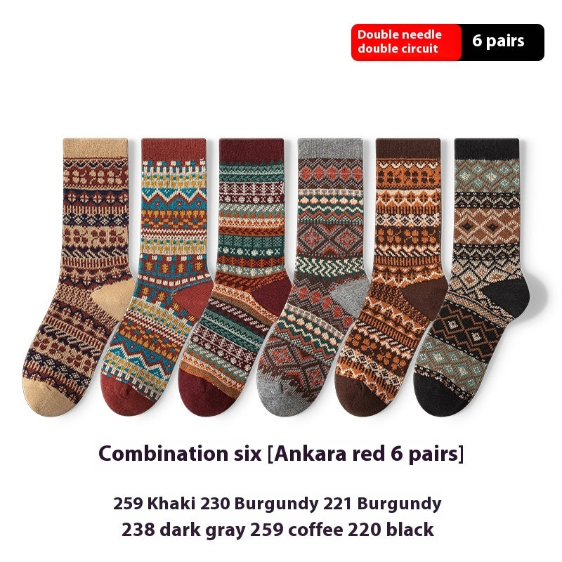 Retro Ethnic Style Artistic Wear Middle Tube Cotton Socks