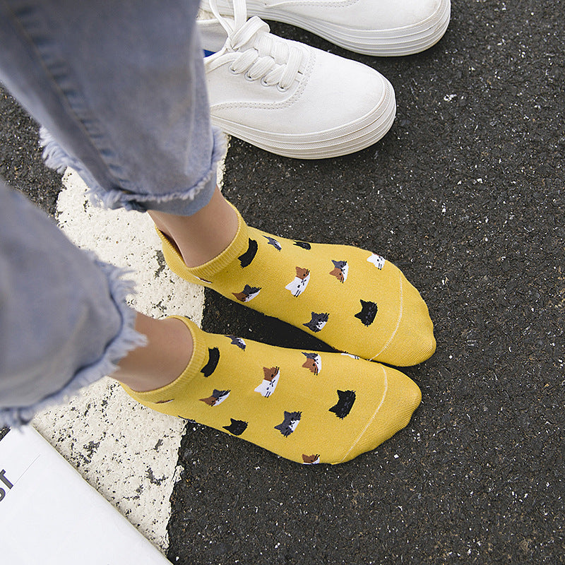 Short Cartoon Cat Head Spring And Summer Sweet Cotton Socks