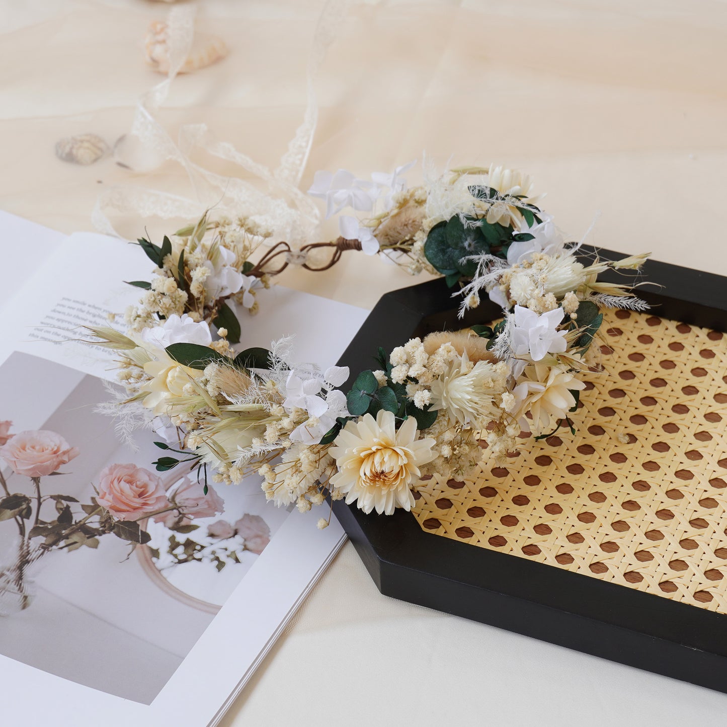 Baby Breath Crown, Dried Crown, Bride Crown, Wedding Crown, Daily Crown, Party Crown, Birthday Crown.