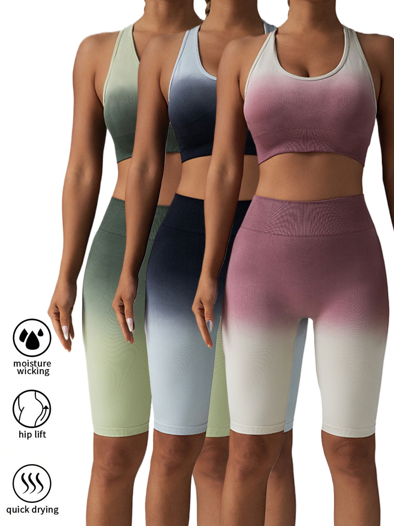 3 Pack Women Workout Shorts Scrunch Shorts Seamless High Waisted Contour Gym Yoga Biker Shorts