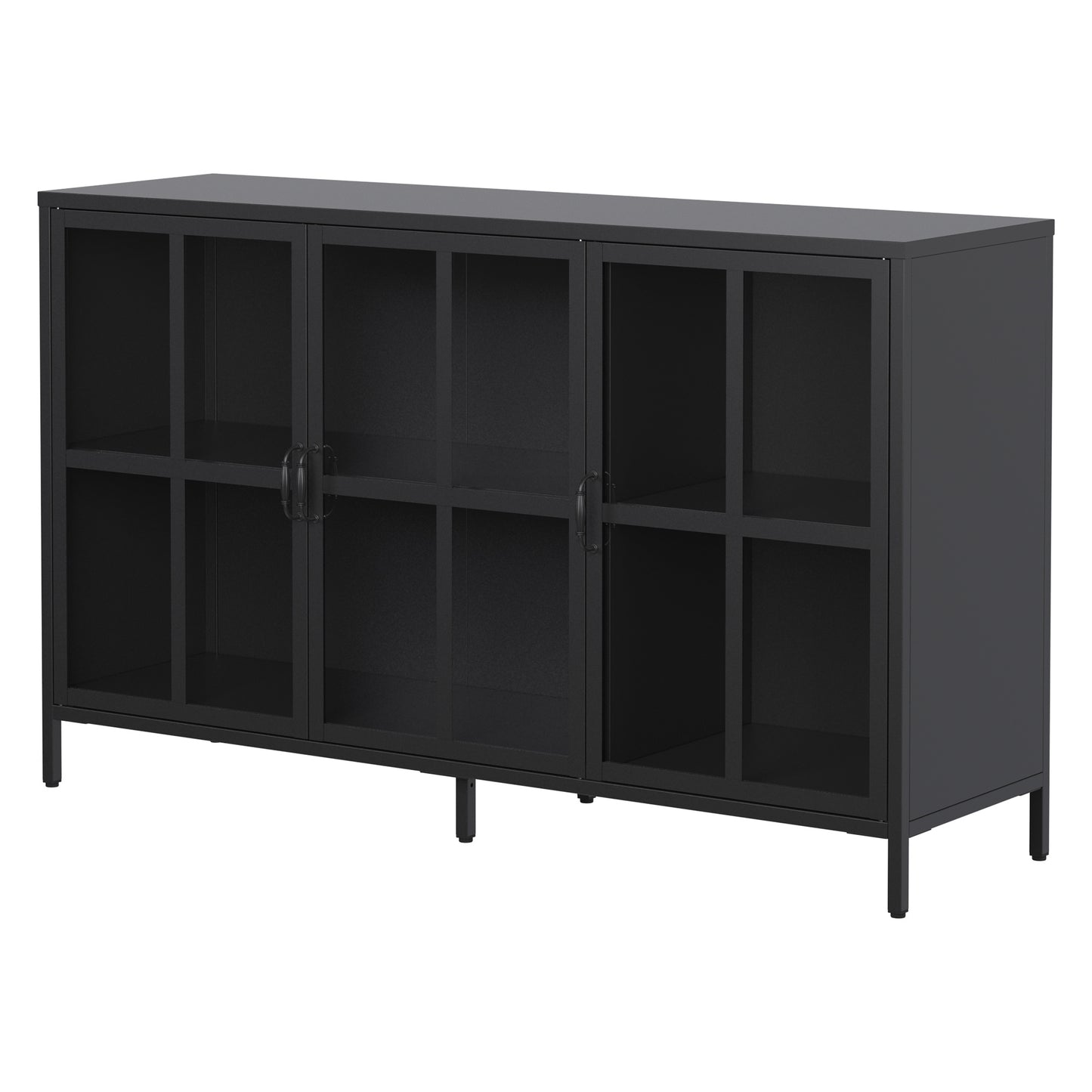 Heavy Duty Metal Modern Sideboard Buffet Cabinet With Storage Premium Steel Storage Cabinet ,Adjustable Feet,Glass Doors,Large Capacity Organizer For Living Room,Bed Room,Dining Room