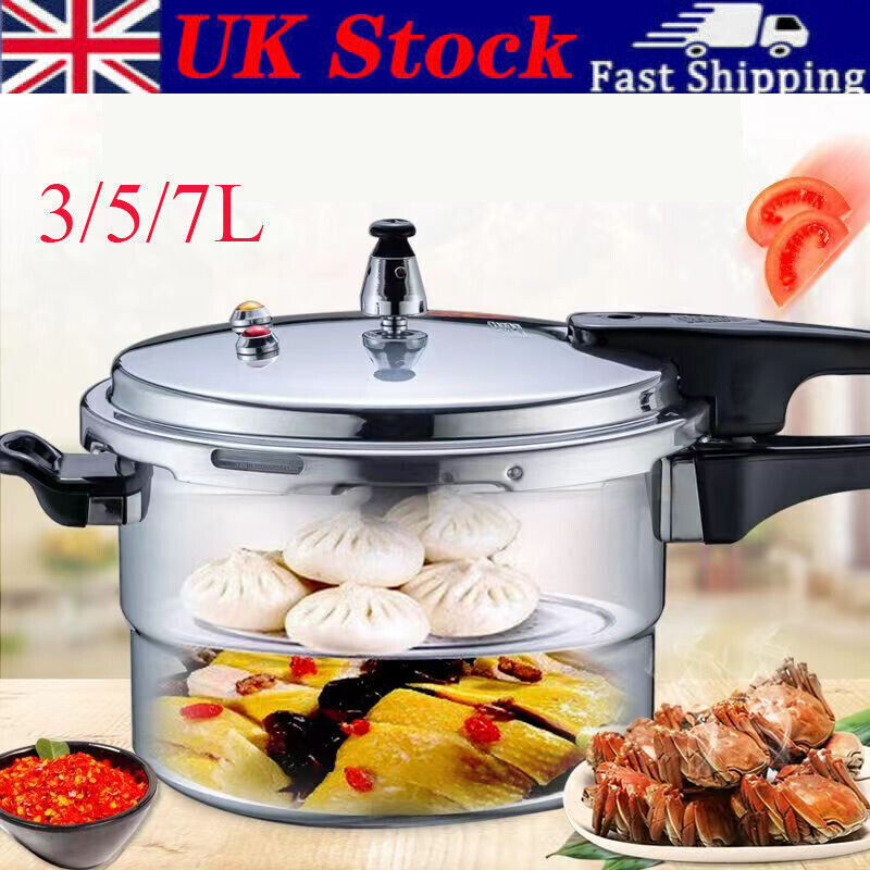7L Aluminium Pressure Cooker Quick With Lid Latch Indicator Explosion-Proof