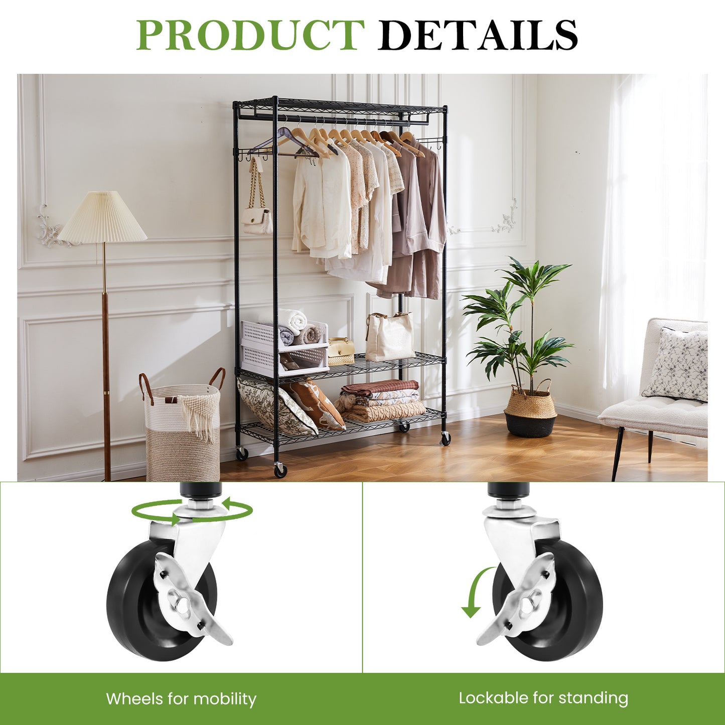Adjustable Mobile Hanger, Iron Storage Hanger