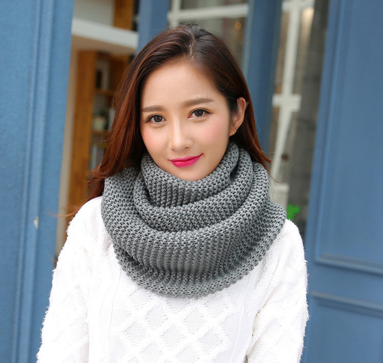 Wool Knitted Scarf Warm And Thick Solid Color