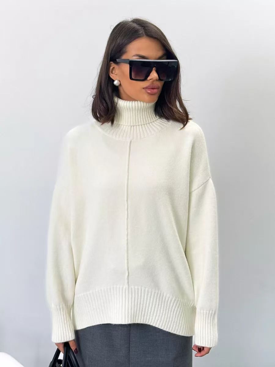 Elegant Warmth Oversized Turtleneck Sweater For Modern Women