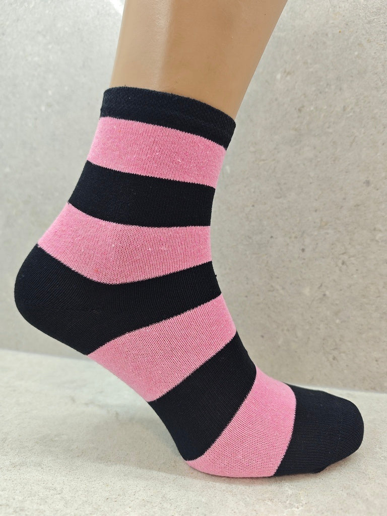 Womens Colourful Striped Socks Pack Of 6 12 24 Pairs