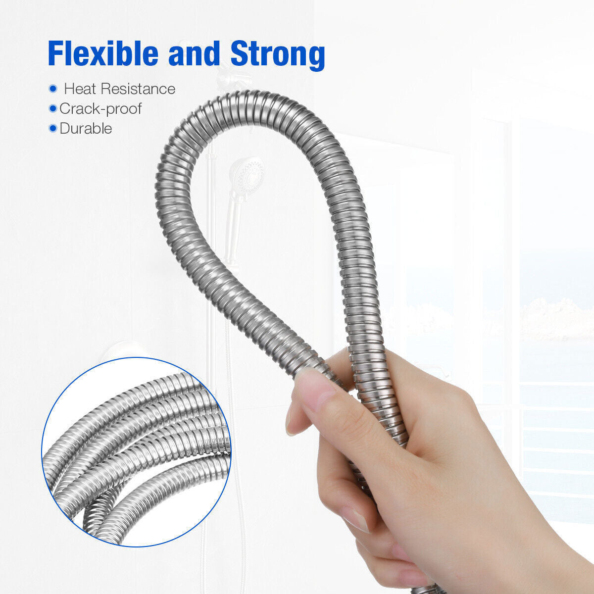 Shower Head Hose 3 Meters 118 Inch Extra Long Bathroom Flexible Stainless Steel Pipe Household Flower Wine Shower Hose