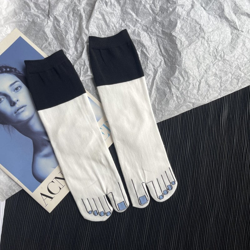 Thin Pure Cotton Cartoon Personality Japanese Style Toe Socks
