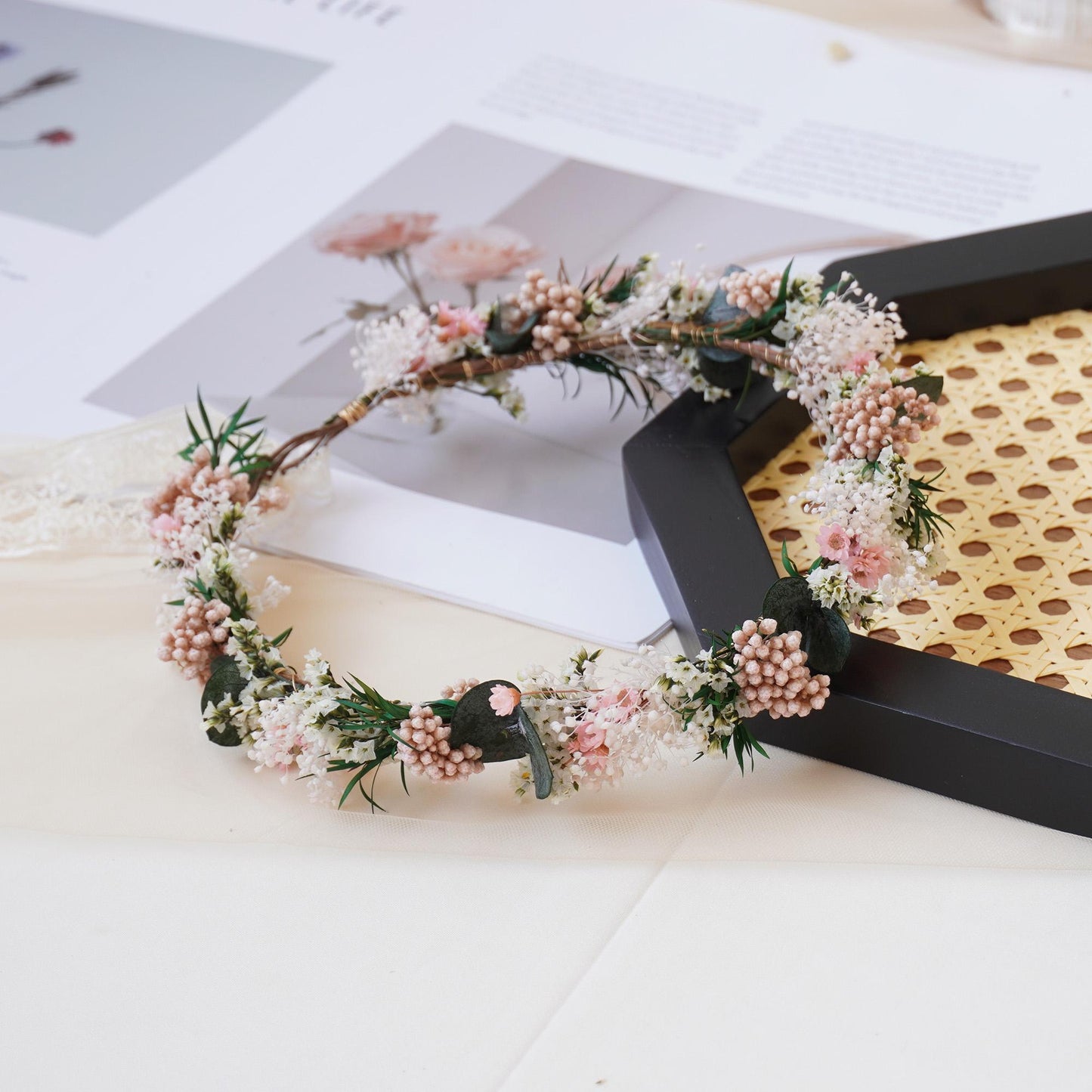 Gypsophila Crown, Dried Flower Crown, Bridal Wedding, Daily Party, Birthday Suitable Crown