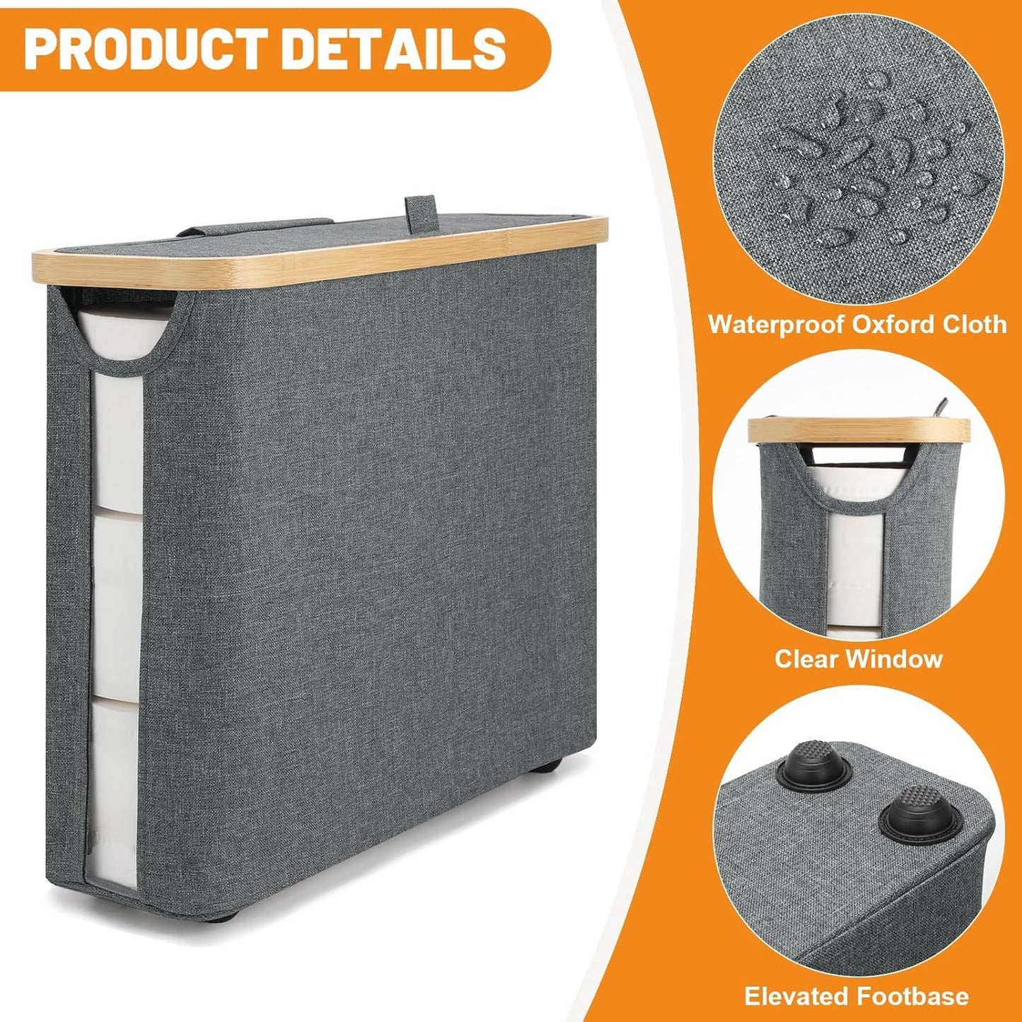 Fast Arrival Toilet Paper Storage Basket With Lid, Bamboo Toilet Paper Storage Holder Stand Organizer For Bathroom, Toilet Paper Storage Box Container With Handle, Toilet Tissue Storage Bin For RV Clo