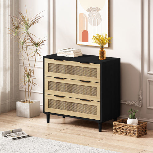3 Drawers Rattan Storage Cabinet Rattan Drawer