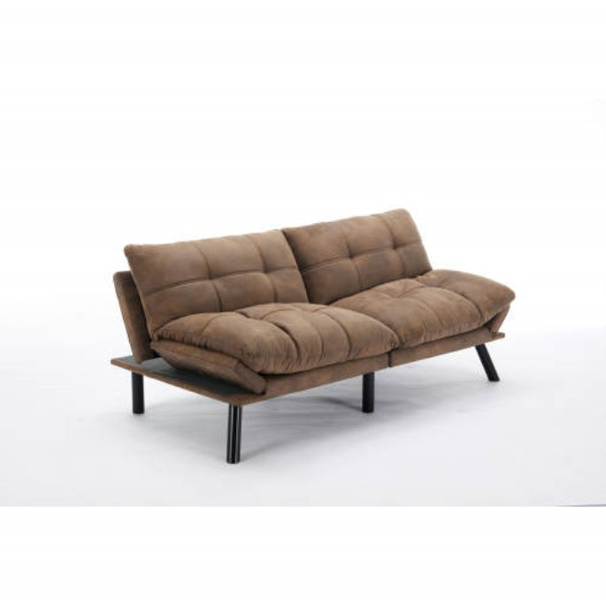 Leatehr Feeling Brown Convertible Folding Modern Sofa Bed