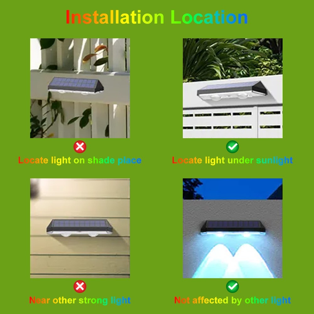 2PCS Super Bright Solar Powered Door Fence Wall Lights LED Outdoor Garden Lamp