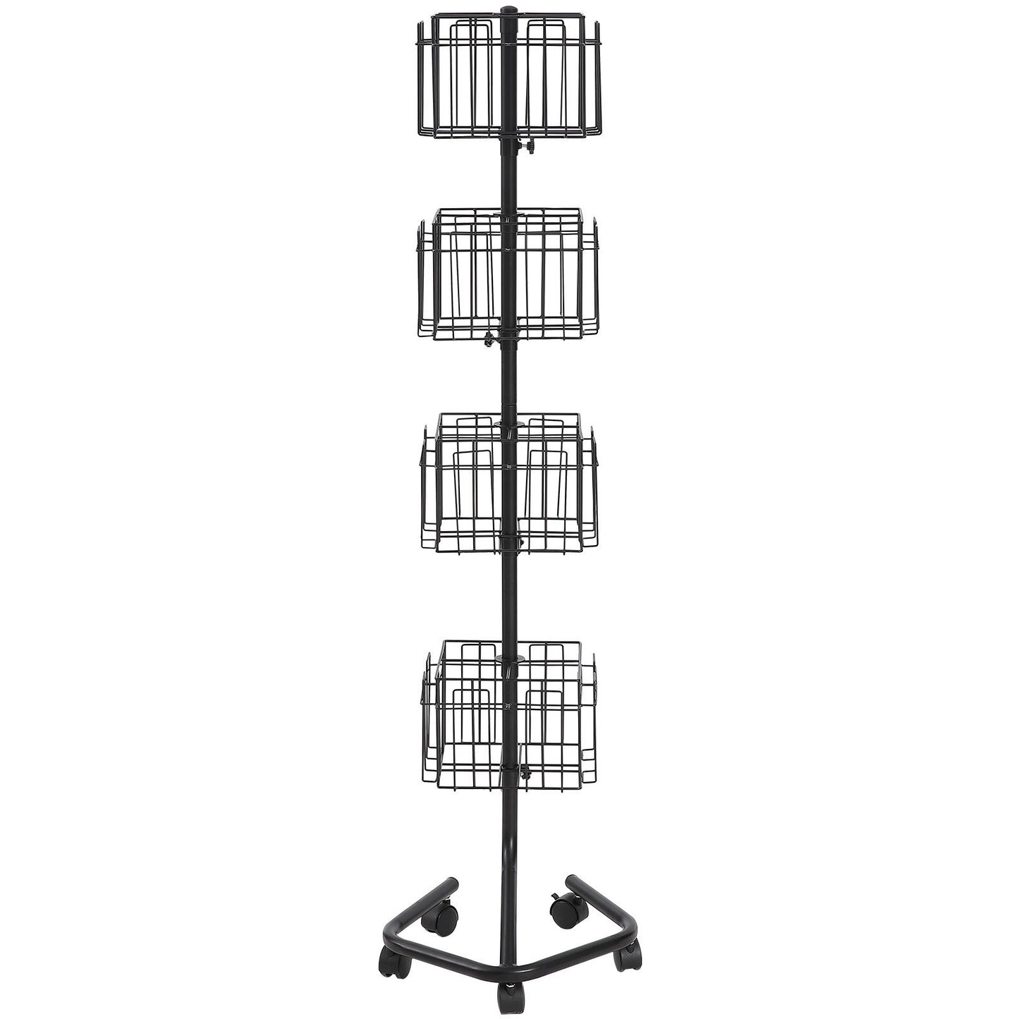 VEVOR Brochure Display Rack, 4-Tier 32 Pockets Rotating Magazine Literature Display Stand For Postcards, Spinning Greeting Cards Rack With 5 Wheels  2 Lockable  For Shop Exhibitions Office