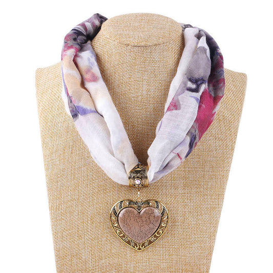 Ethnic Peach Heart Jewelry Necklace Scarf Female