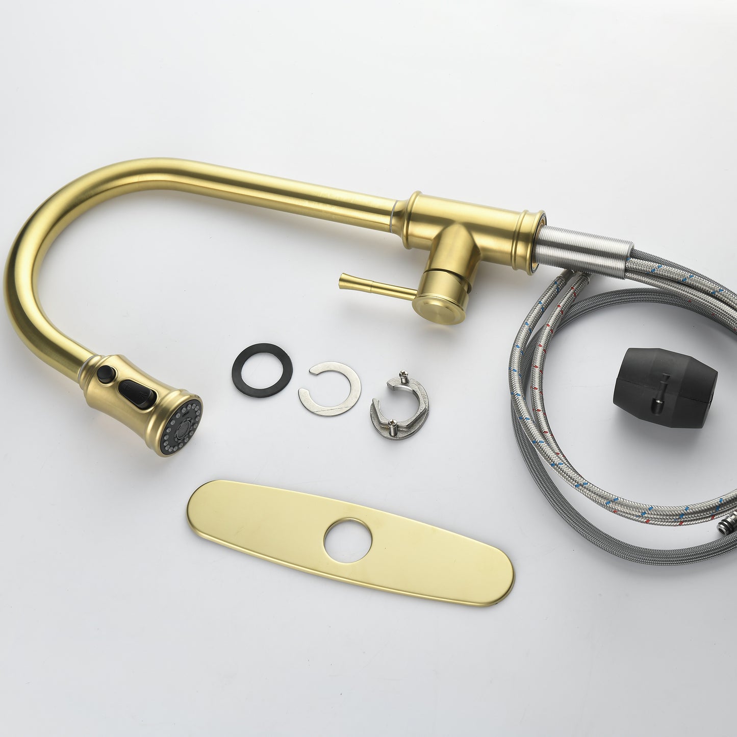 Single Handle High  Pull Out Kitchen Faucet, Single-stage Stainless Steel Kitchen Sink Faucet, With Pull Down Spray