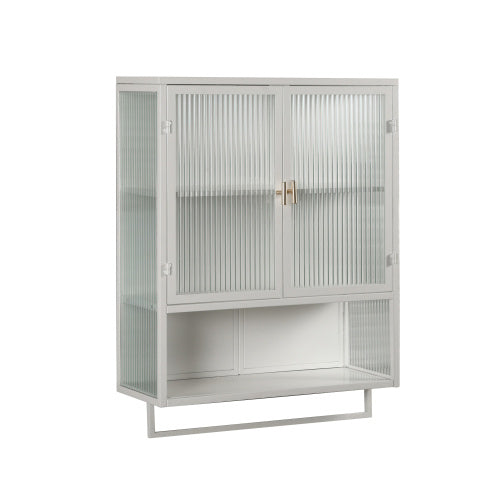 Modern Double Door Wall Cabinet With Glass Door With Two Levels Of Enclosed Storage, Open Shelves And Towel Rails For The Entrance Living Room Bathroom Dining Room Unavailable Platforms- Temu