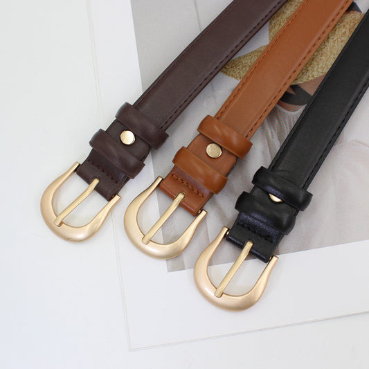 Semicircle Pin Buckle Belt Women's All-match Decorative Cow