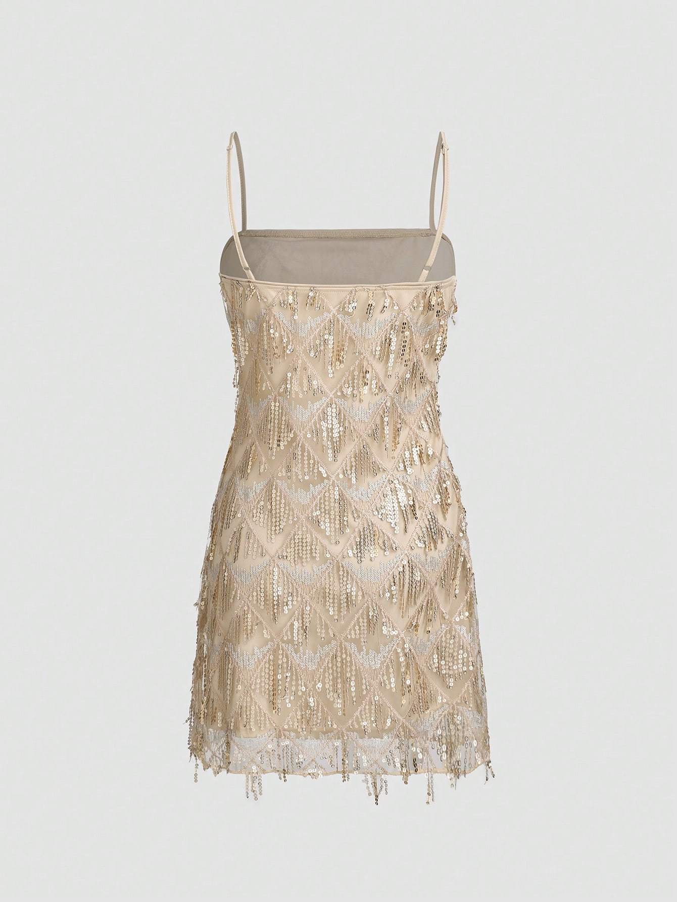 Women's Glitter Spaghetti Strap Formal Evening Party Dress